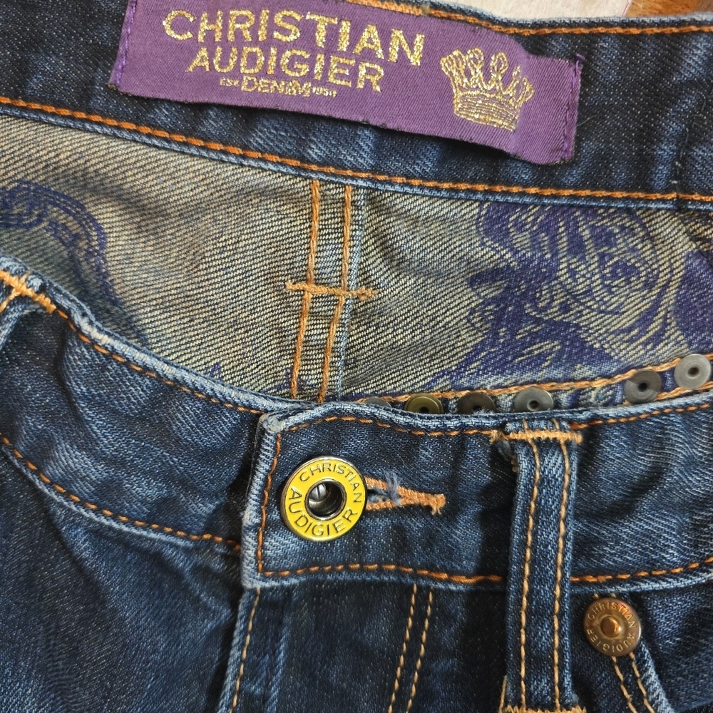 Christian Audigier Blue Jeans with Purple Accents
